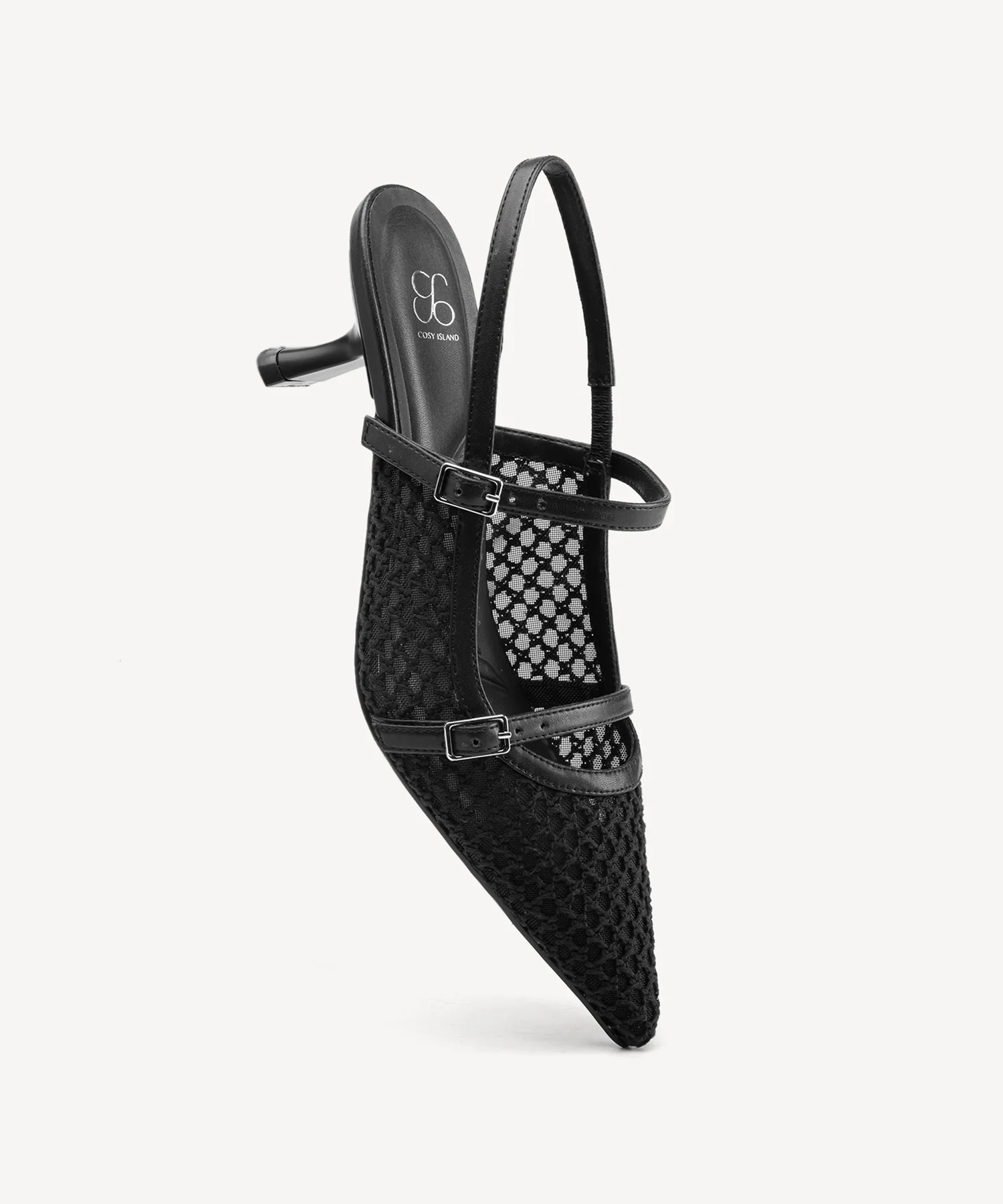 Airy Mesh Pointed Toe Heeled Slingback - Image 3