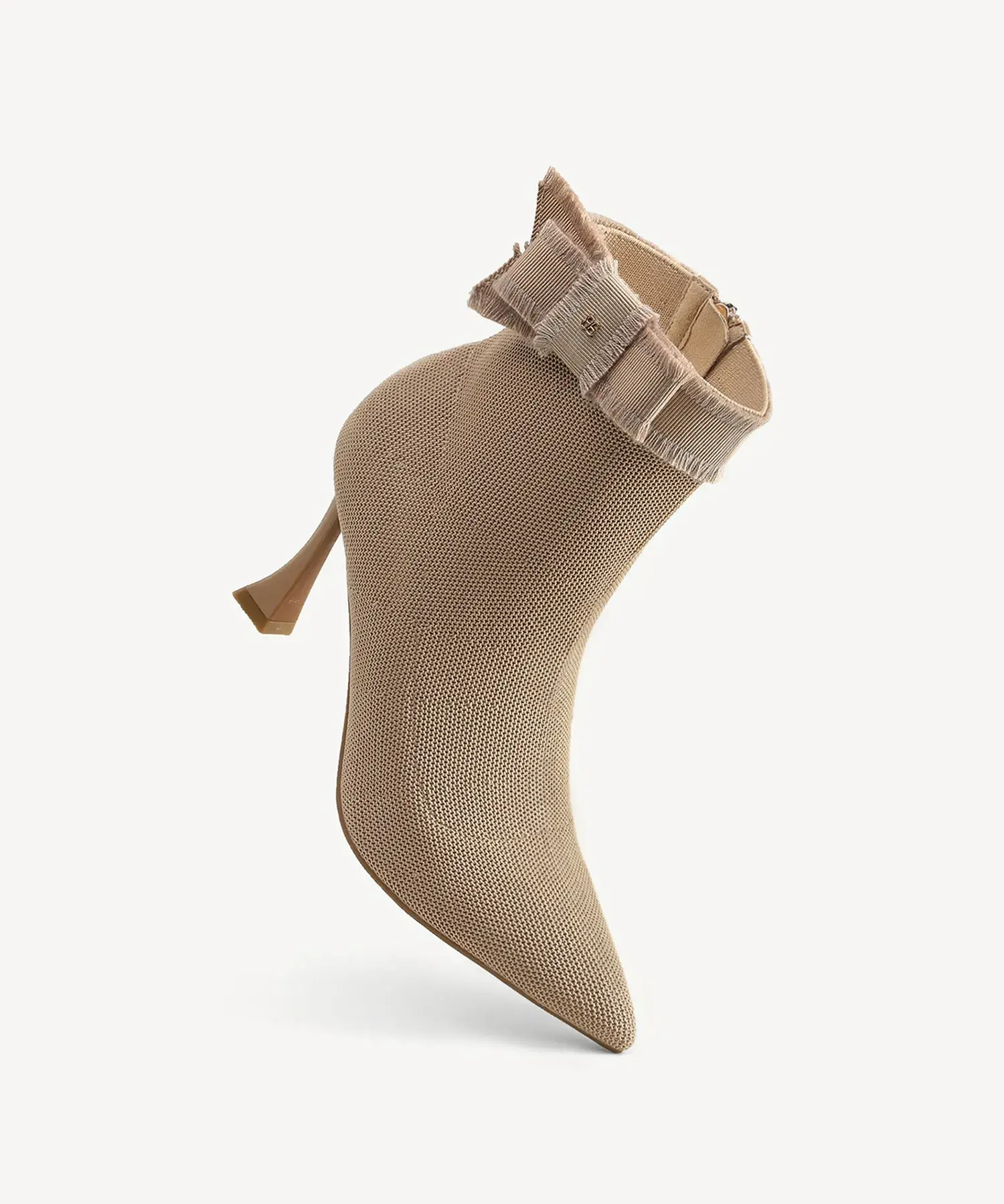 BelleKnit Bow Pointed Toe Heeled Ankle Boot - Image 3