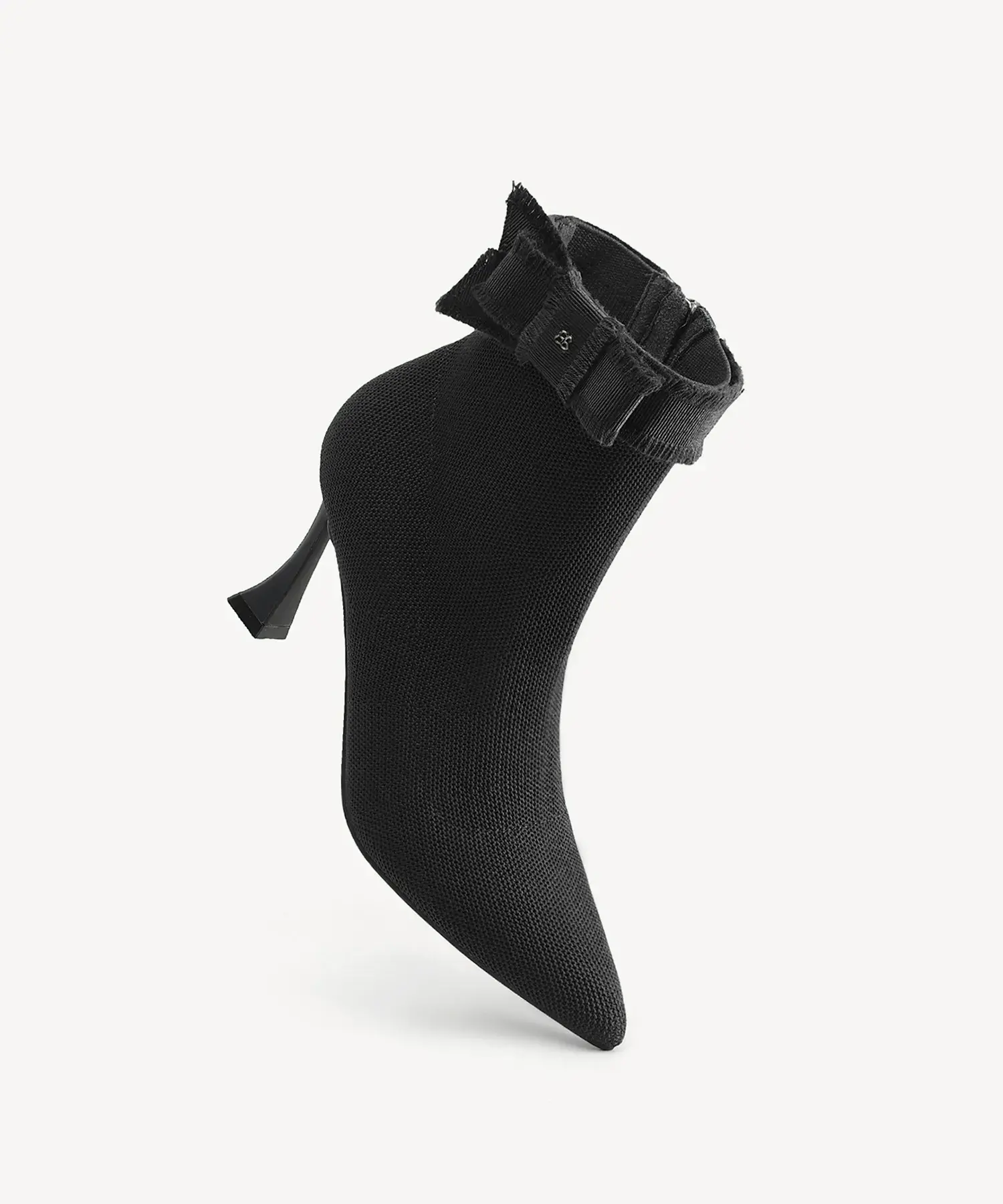 BelleKnit Bow Pointed Toe Heeled Ankle Boot - Image 9