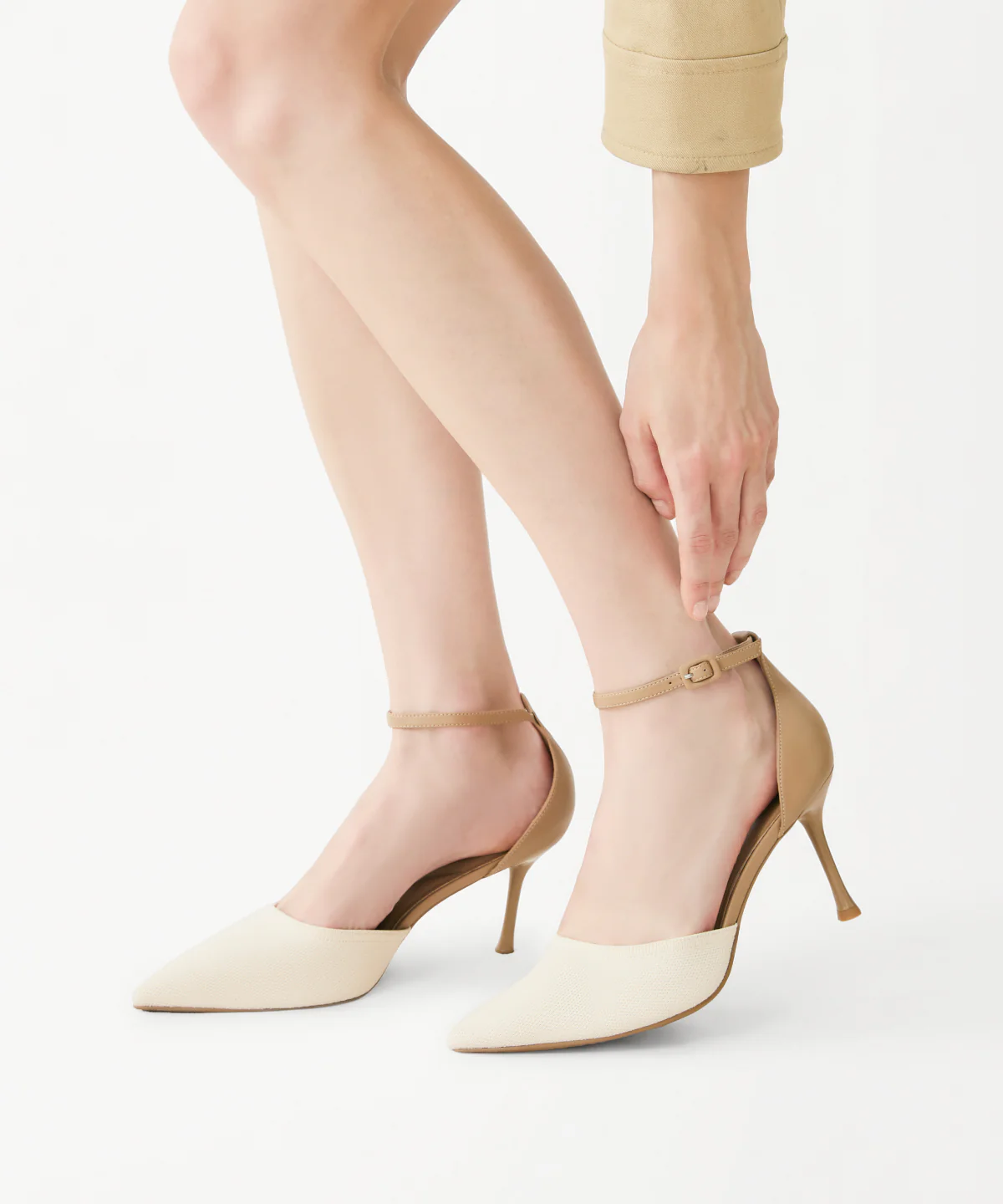 Bicolor Strapped Pointed Toe Stiletto Pump - Image 7