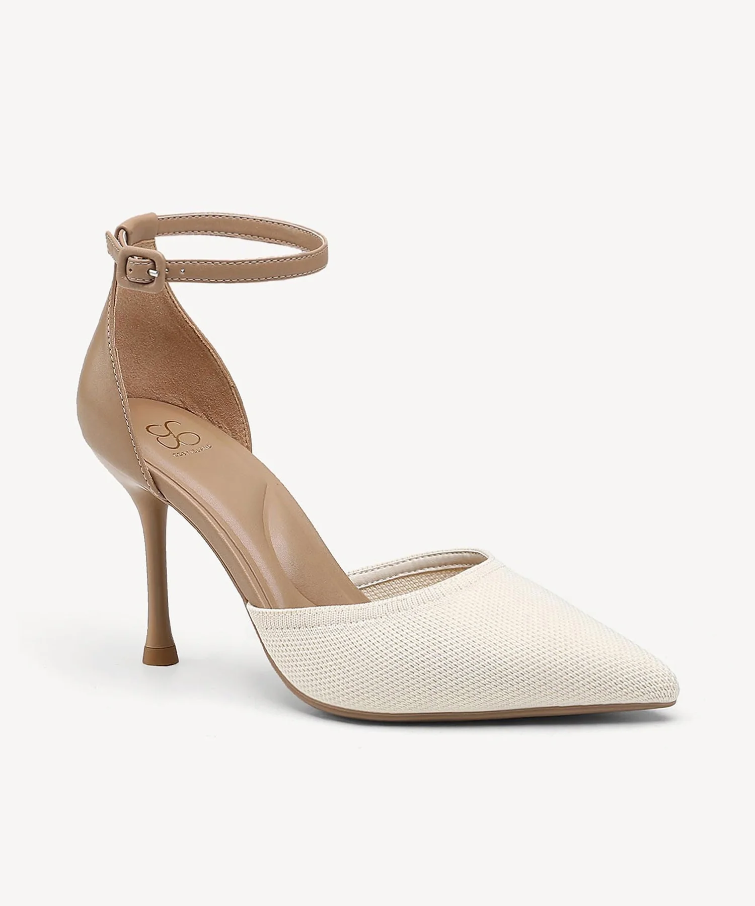 Bicolor Strapped Pointed Toe Stiletto Pump