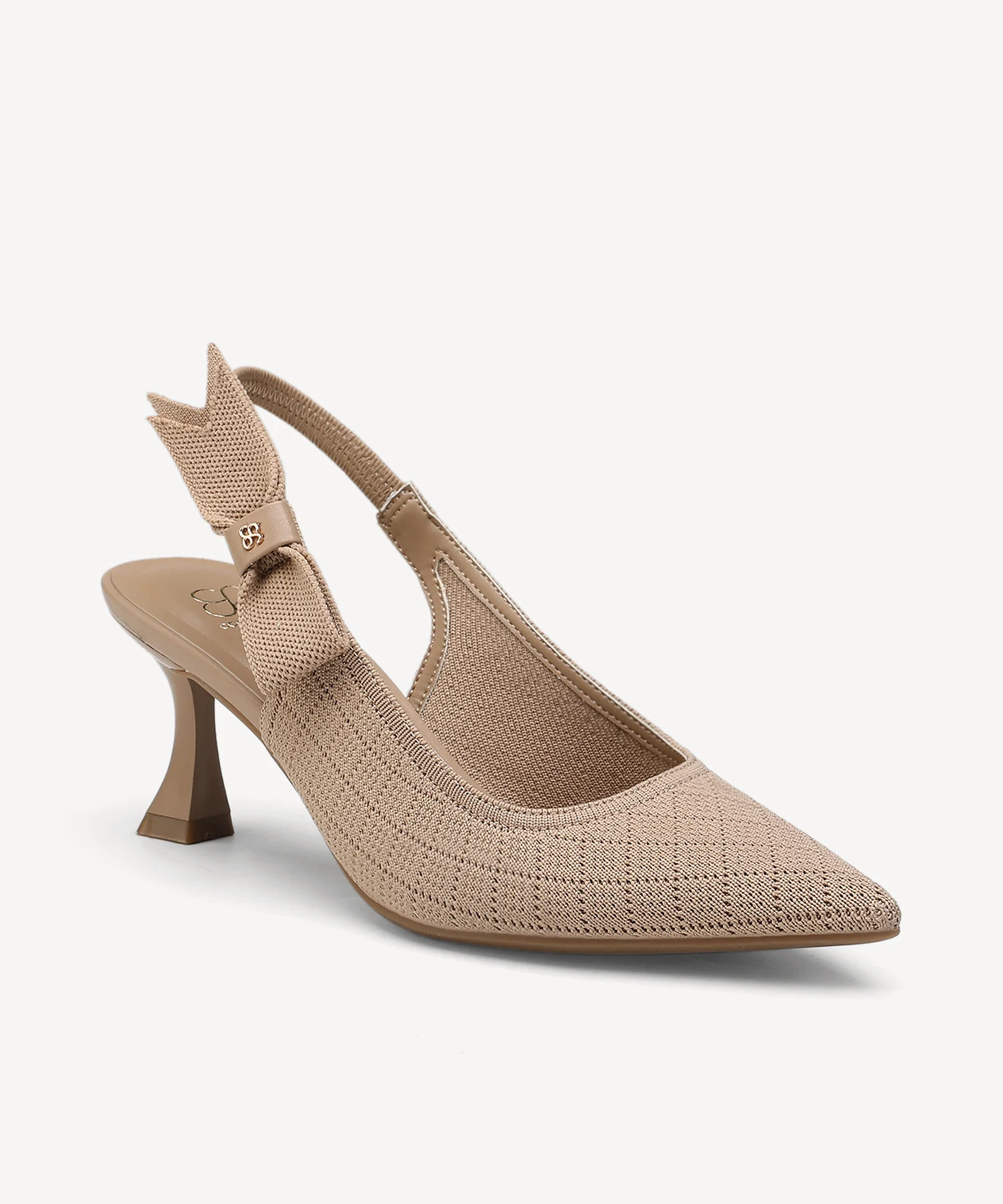 EverLush Bowknot Pointed Toe Heeled Slingback - Low Heeled