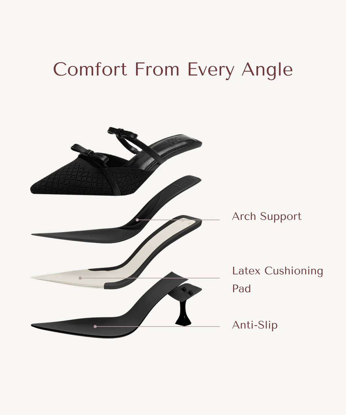 Bowtention Pointed Toe Heeled Mule - Image 3