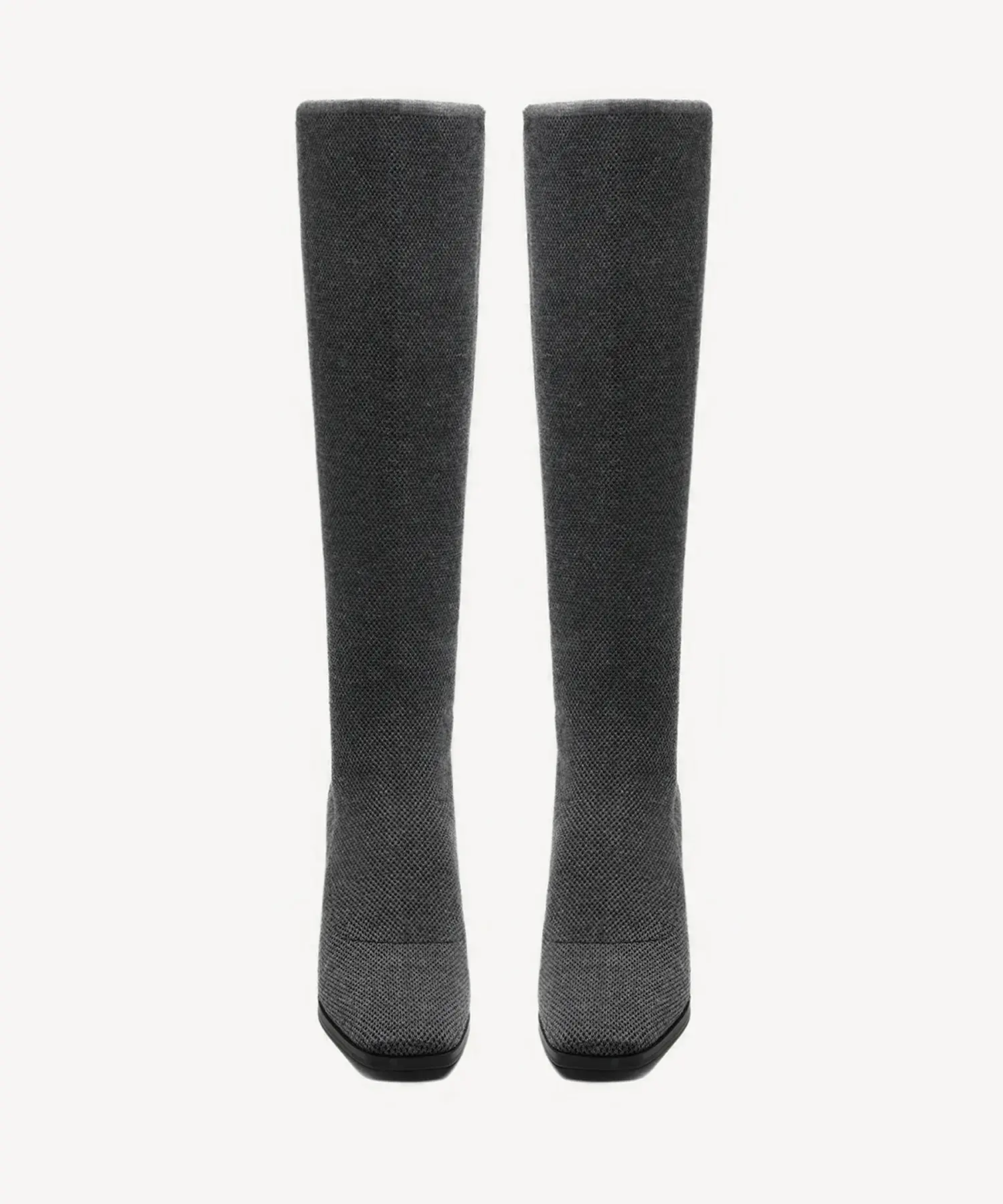 Cozy Woven Square Toe Block Heel High Boot - Image 2