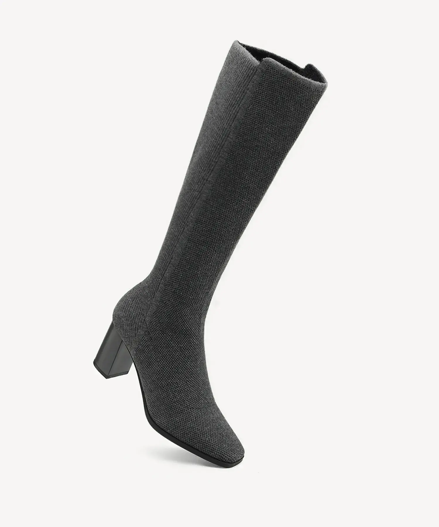 Cozy Woven Square Toe Block Heel High Boot - Image 3