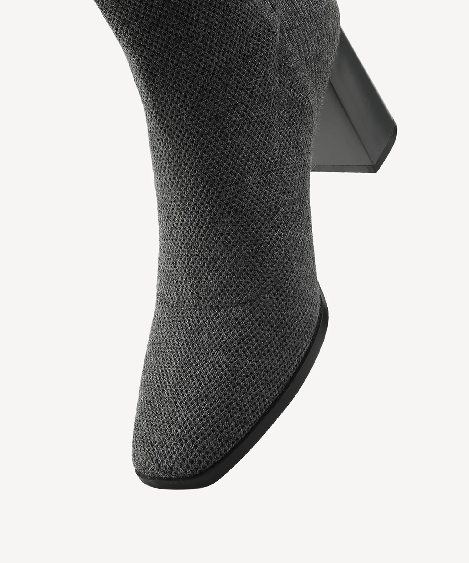 Cozy Woven Square Toe Block Heel High Boot - Image 4