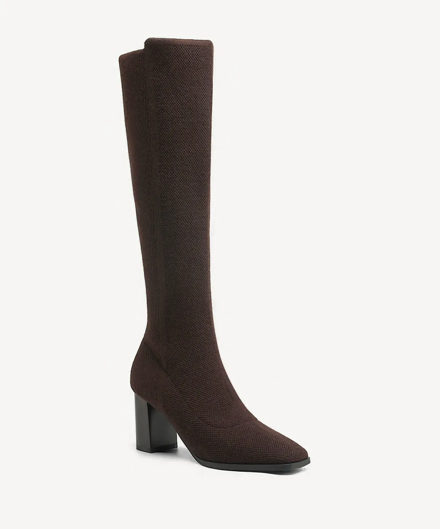 Cozy Woven Square Toe Block Heel High Boot - Image 7