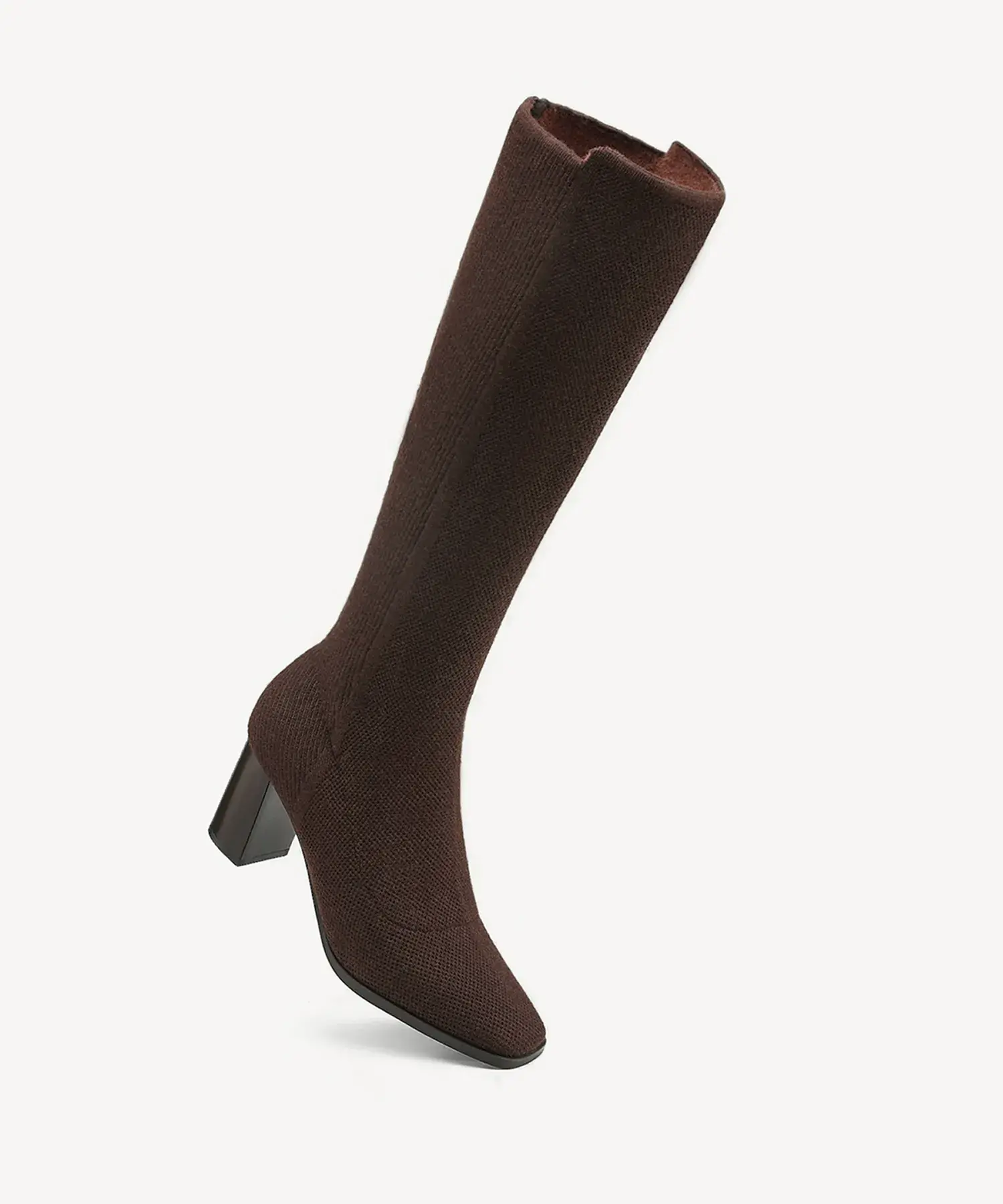 Cozy Woven Square Toe Block Heel High Boot - Image 9