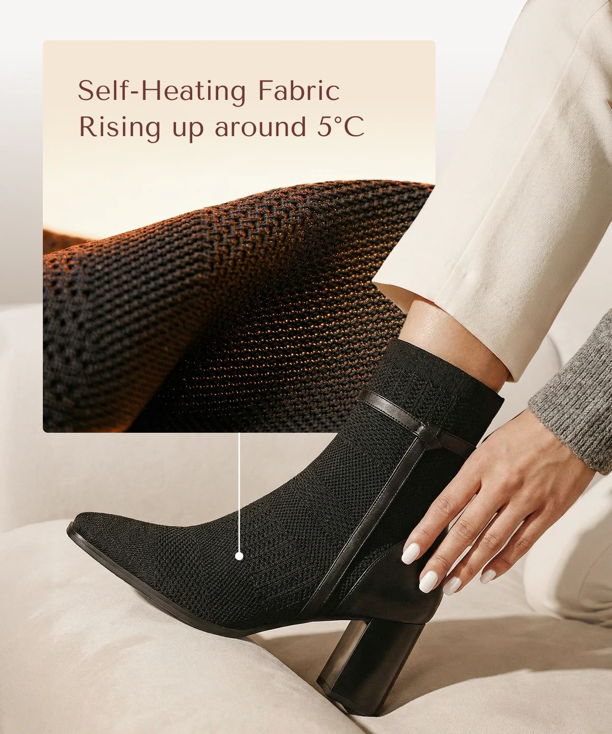 AmberGlow Square Toe Heeled Ankle Boot - Ultra Warm - Image 21