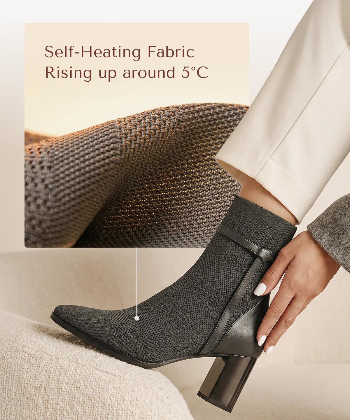 AmberGlow Square Toe Heeled Ankle Boot - Ultra Warm - Image 35