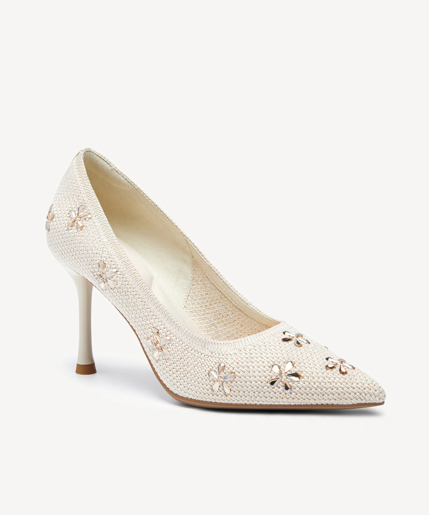Crystal Flower Pointed Toe Heeled Pump - Image 13