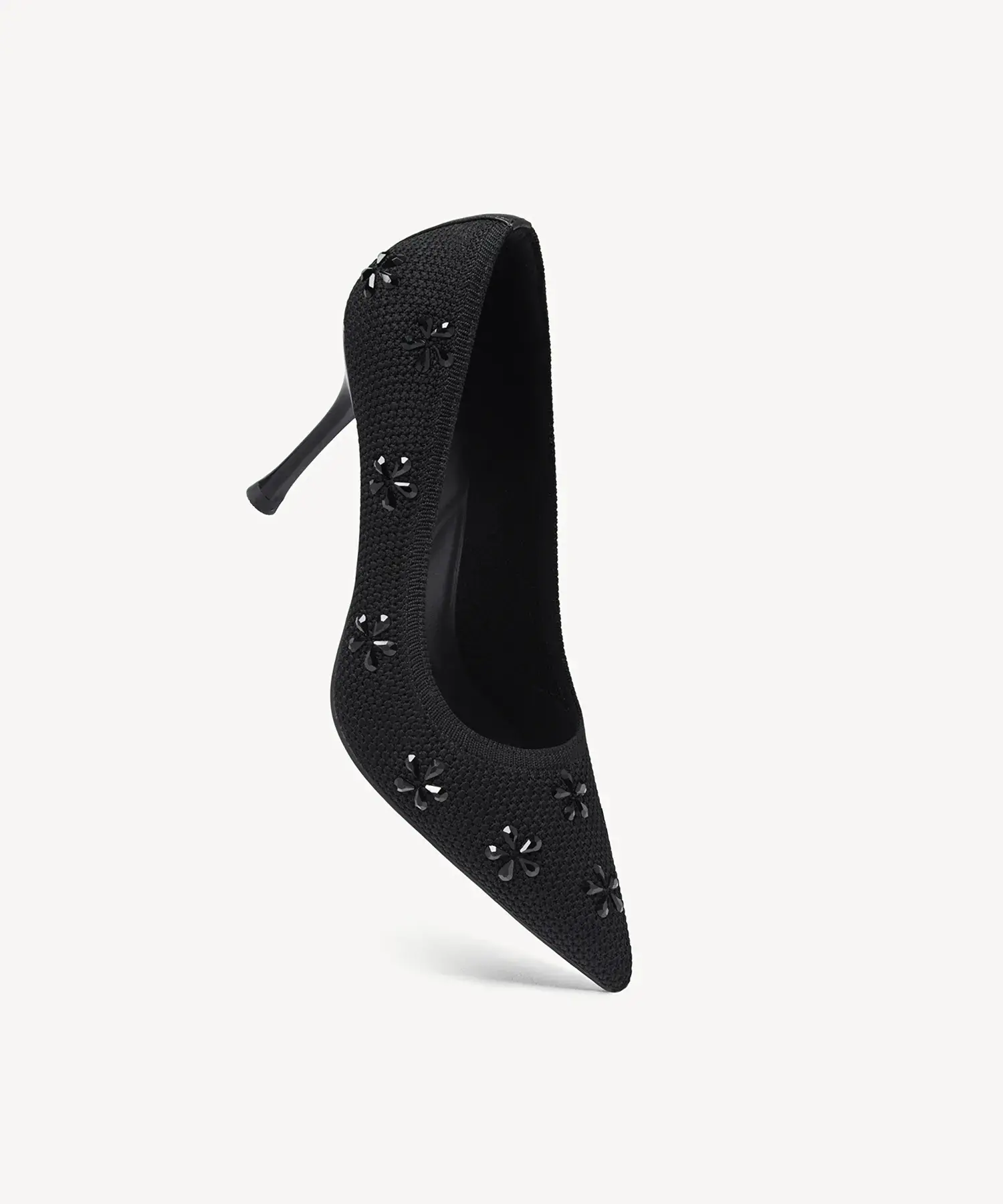 Crystal Flower Pointed Toe Heeled Pump - Image 9