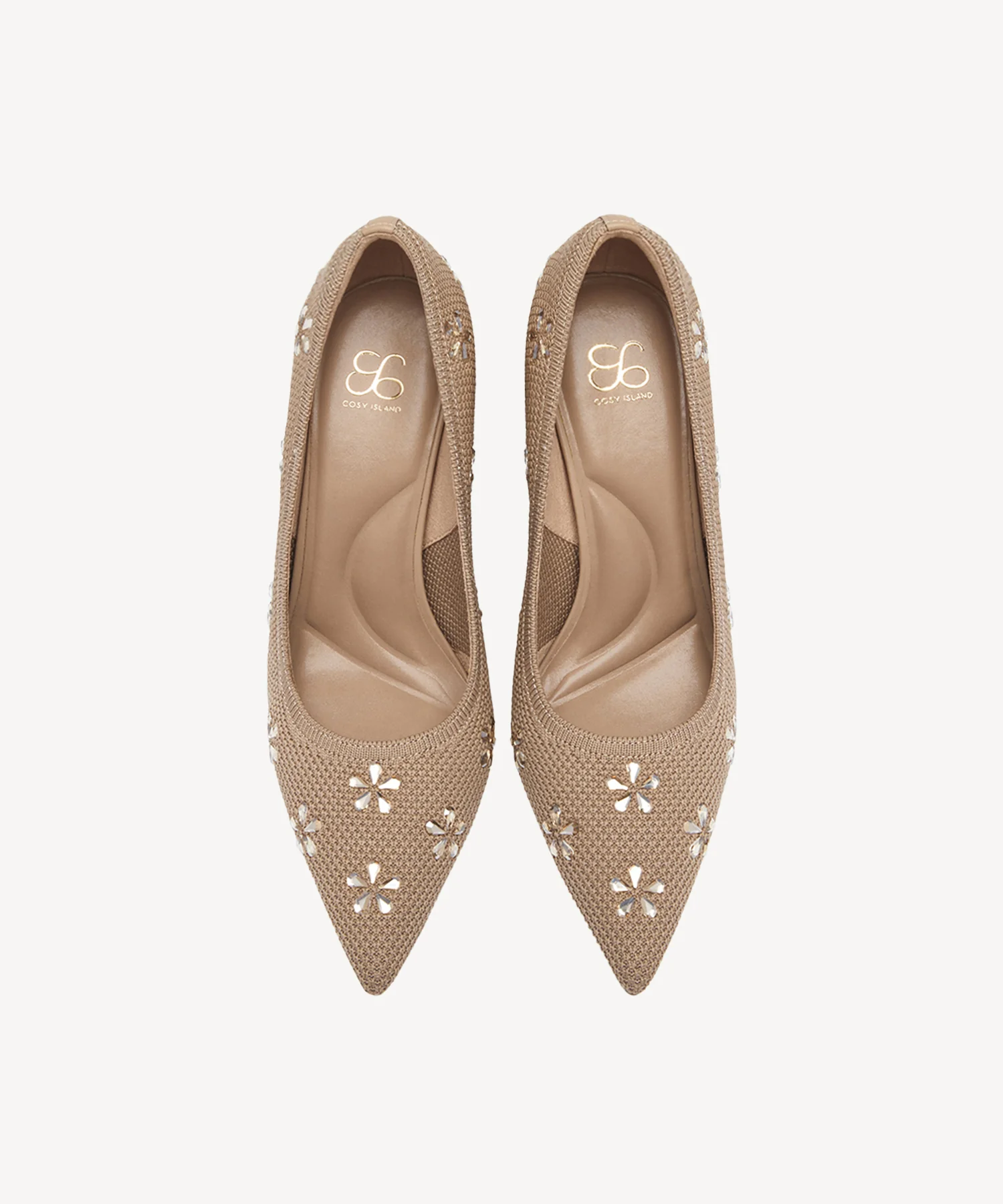 Crystal Flower Pointed Toe Heeled Pump - Image 2