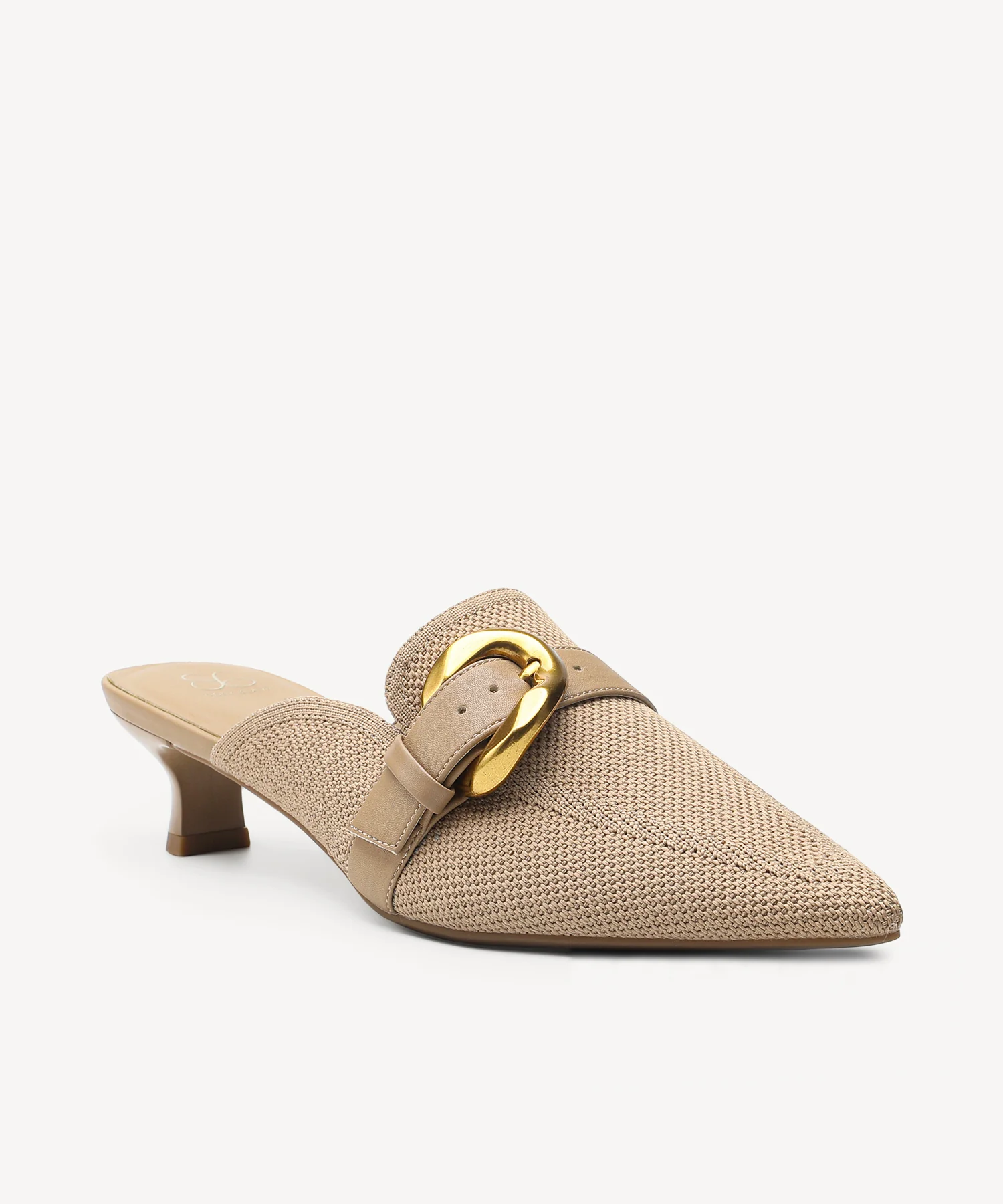 EasyChic Buckle Pointed Toe Kitten Heeled Mule - Image 13