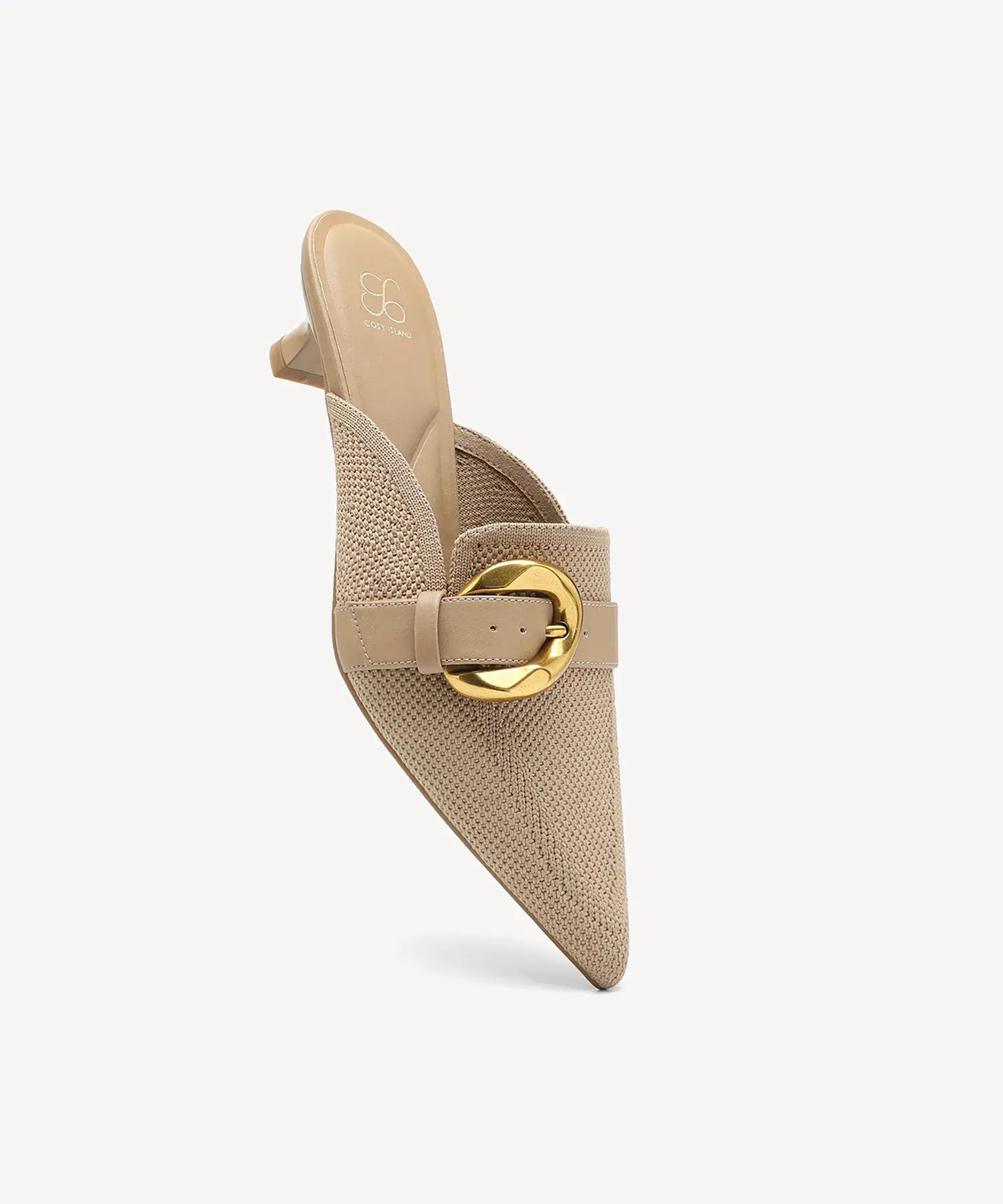 EasyChic Buckle Pointed Toe Kitten Heeled Mule - Image 15