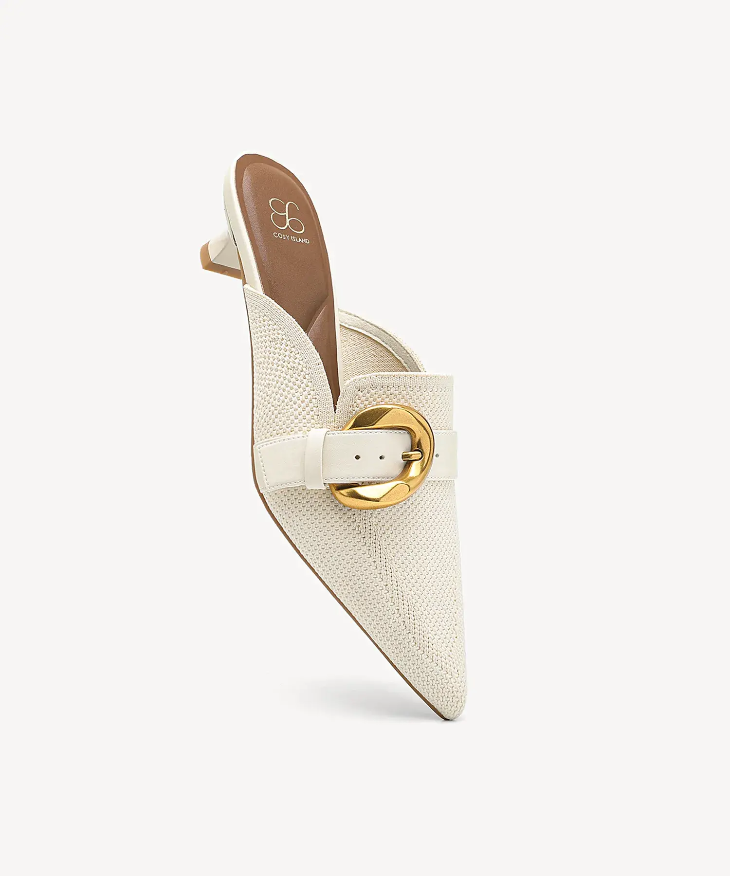 EasyChic Buckle Pointed Toe Kitten Heeled Mule - Image 3