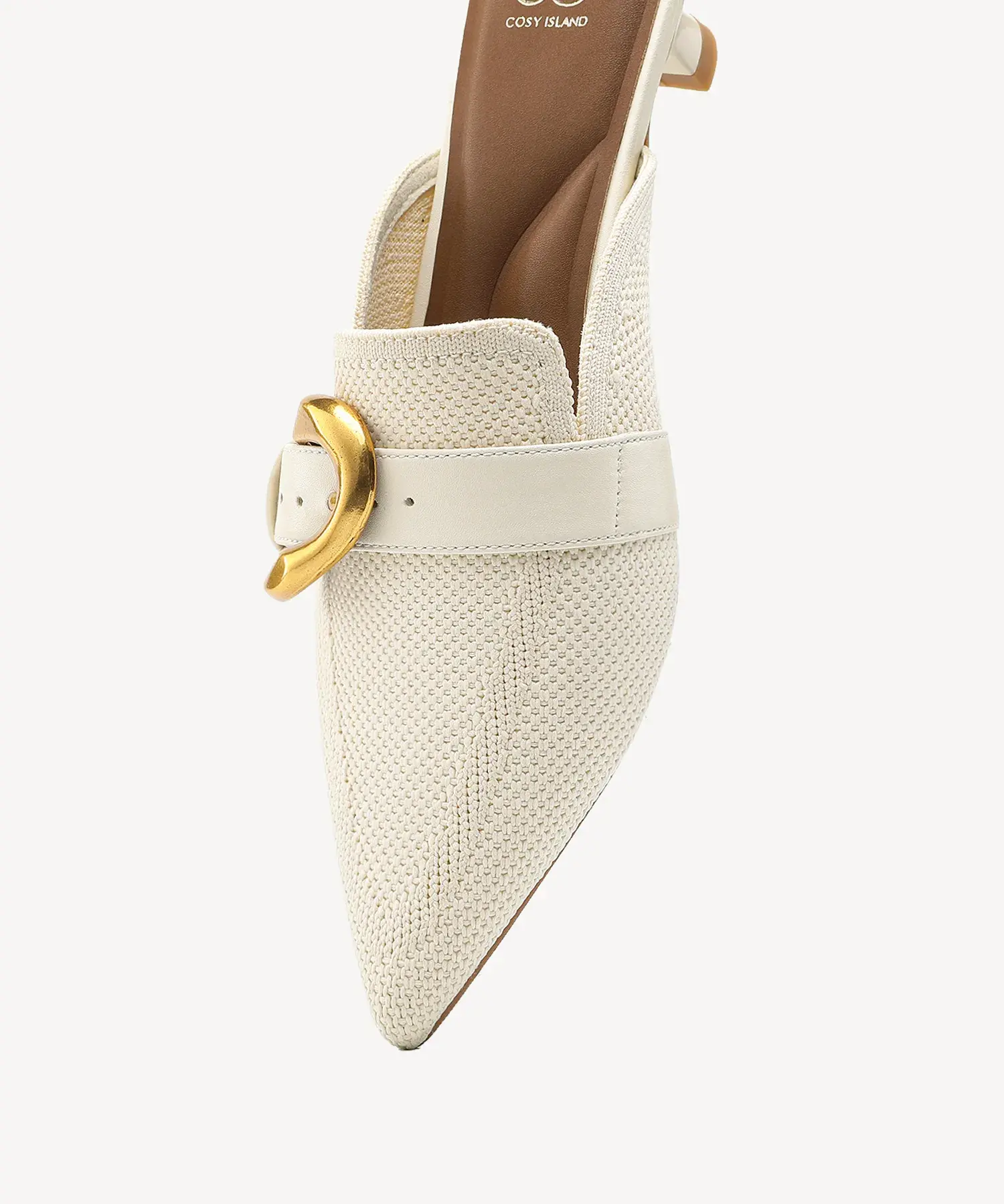 EasyChic Buckle Pointed Toe Kitten Heeled Mule - Image 4