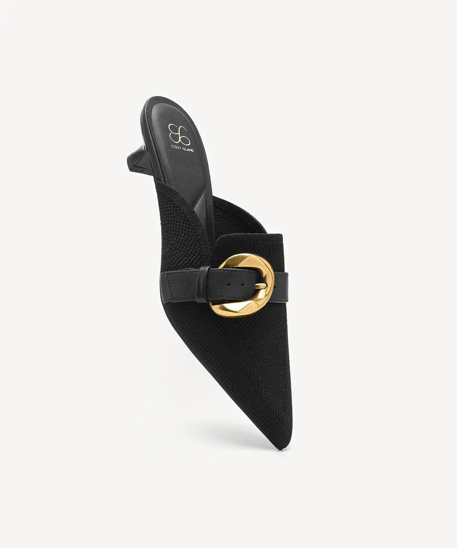 EasyChic Buckle Pointed Toe Kitten Heeled Mule - Image 9