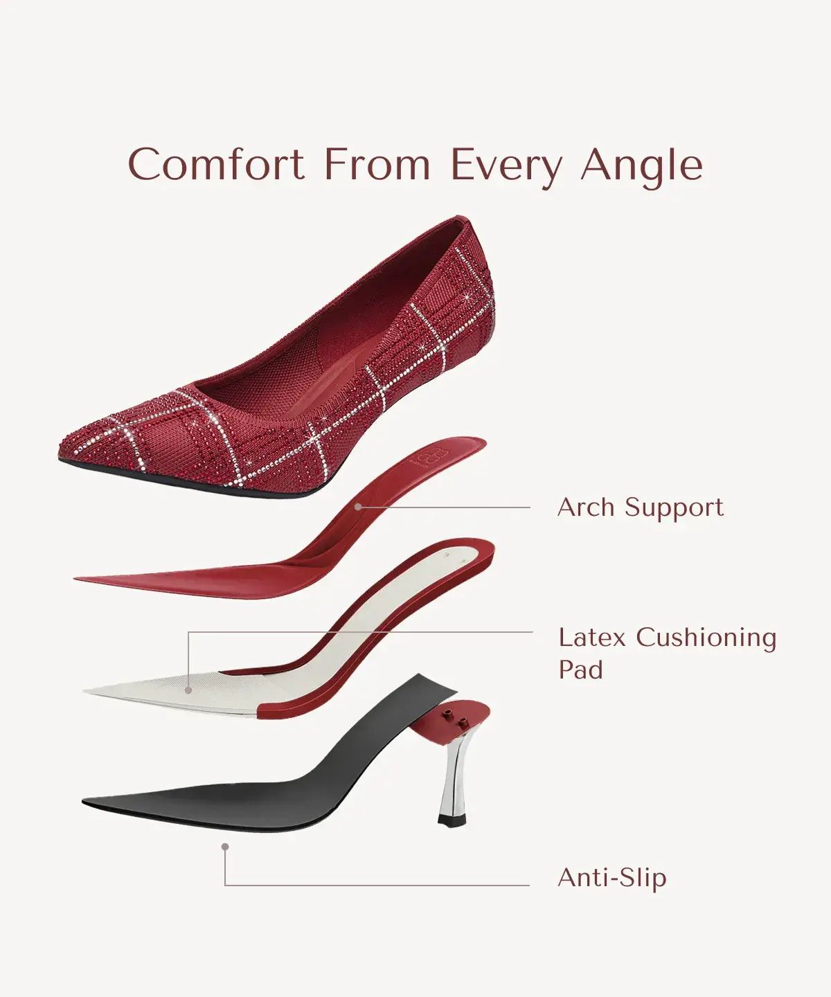 EternalPace Diamond Pointed Toe Heeled Pump - Image 45