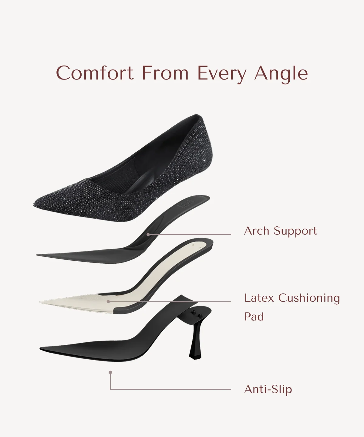 EternalPace Diamond Pointed Toe Heeled Pump - Image 17