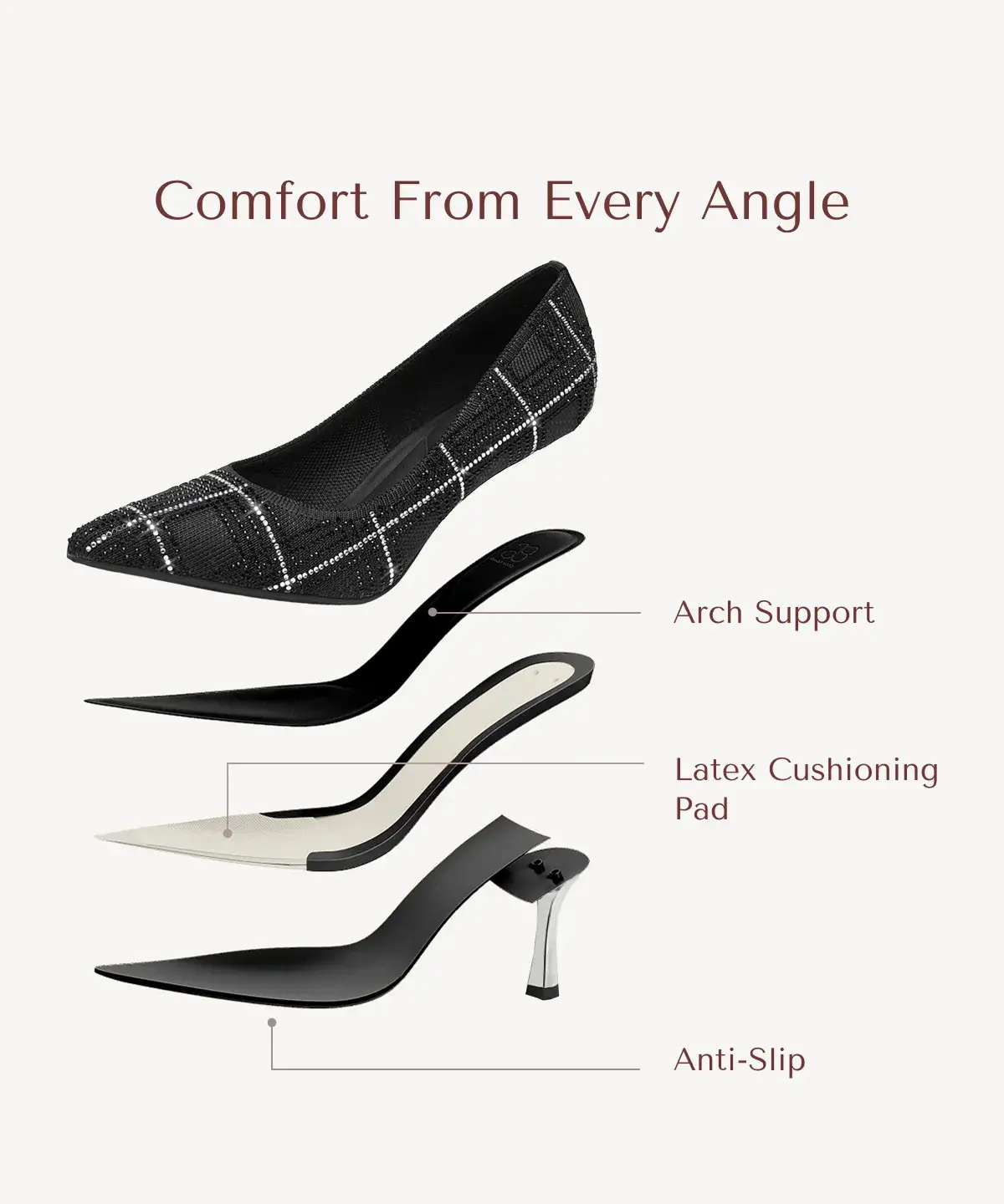 EternalPace Diamond Pointed Toe Heeled Pump - Image 38