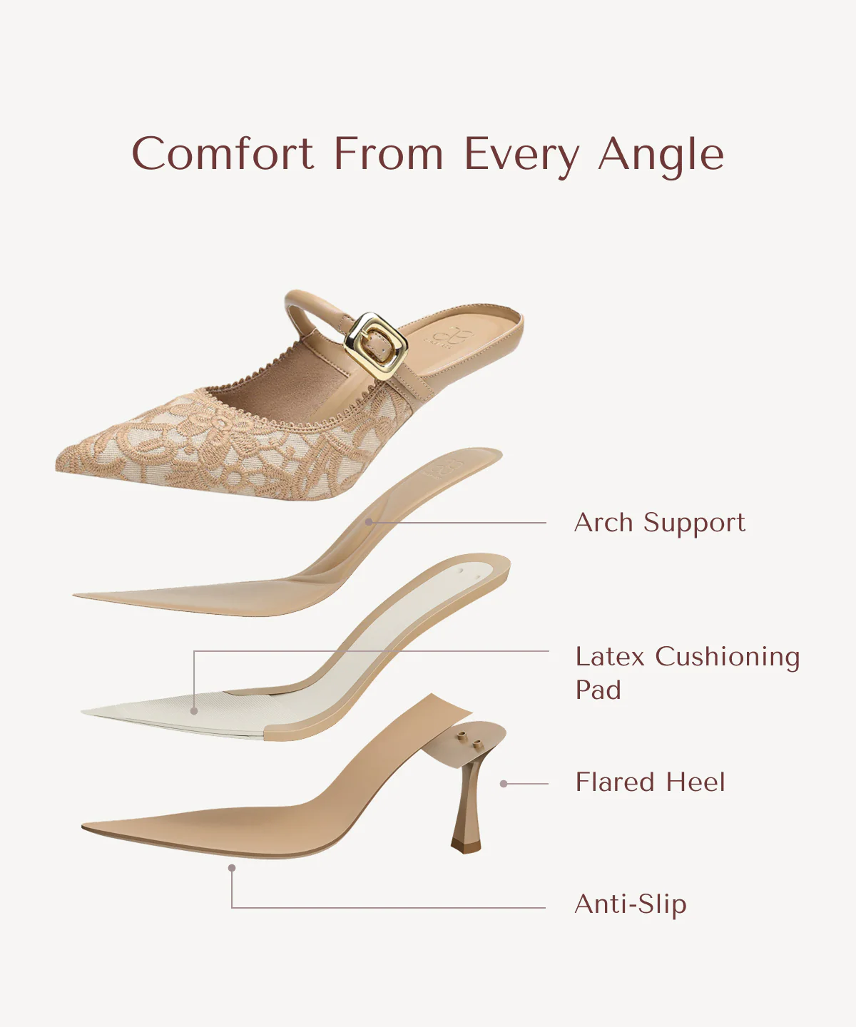 GraceLithe Pointed Toe Heeled Mule - Image 91
