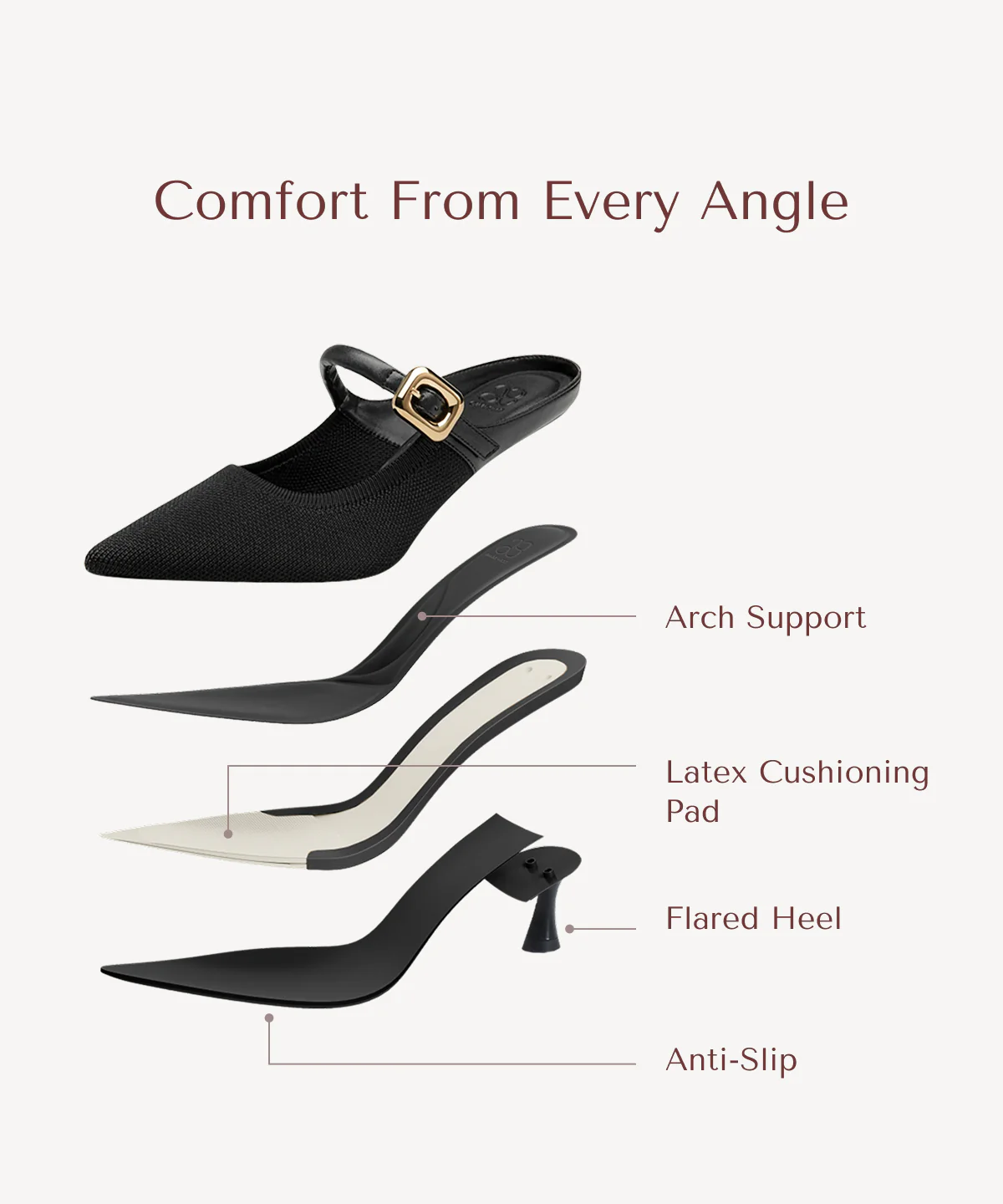 Gracelithe Pointed Toe Low Heeled Mule - Image 12