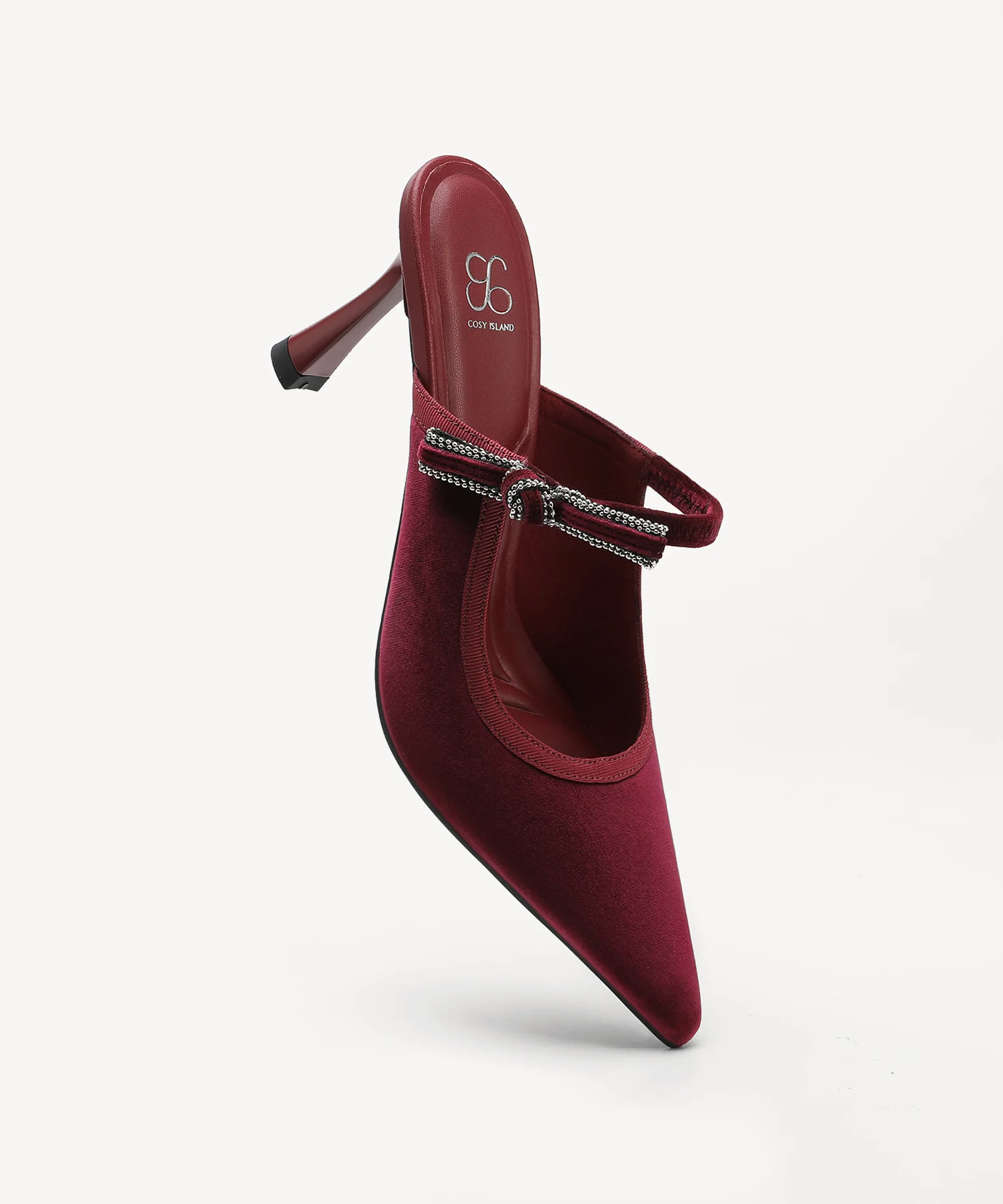 GraceLithe Velvet Bow Pointed Toe Heeled Mule - Image 3