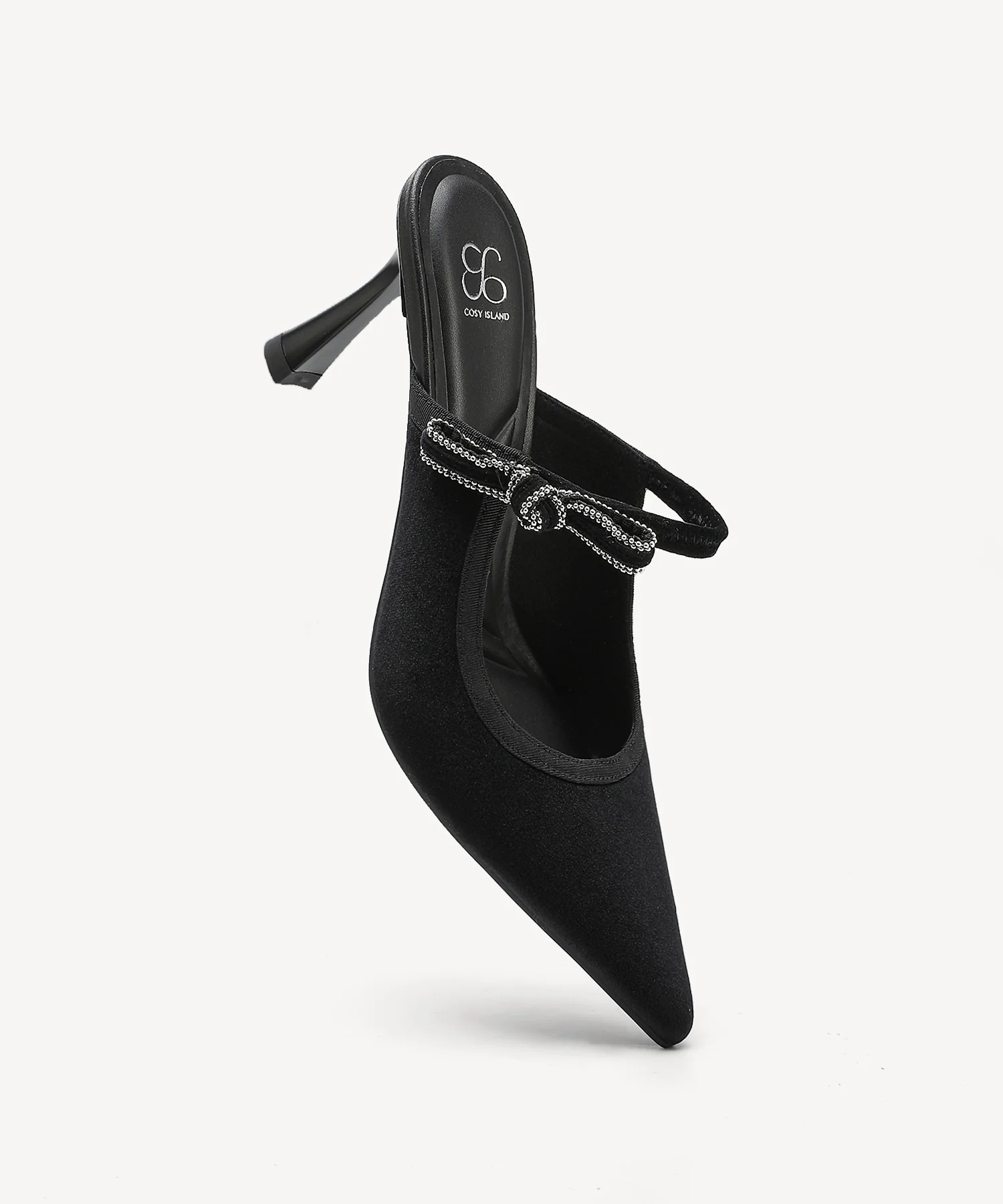 GraceLithe Velvet Bow Pointed Toe Heeled Mule - Image 9