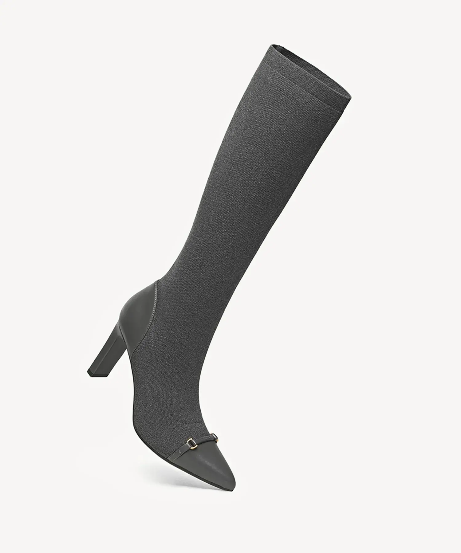LuxeBit Pointed Toe Heeled High Boot - Image 9