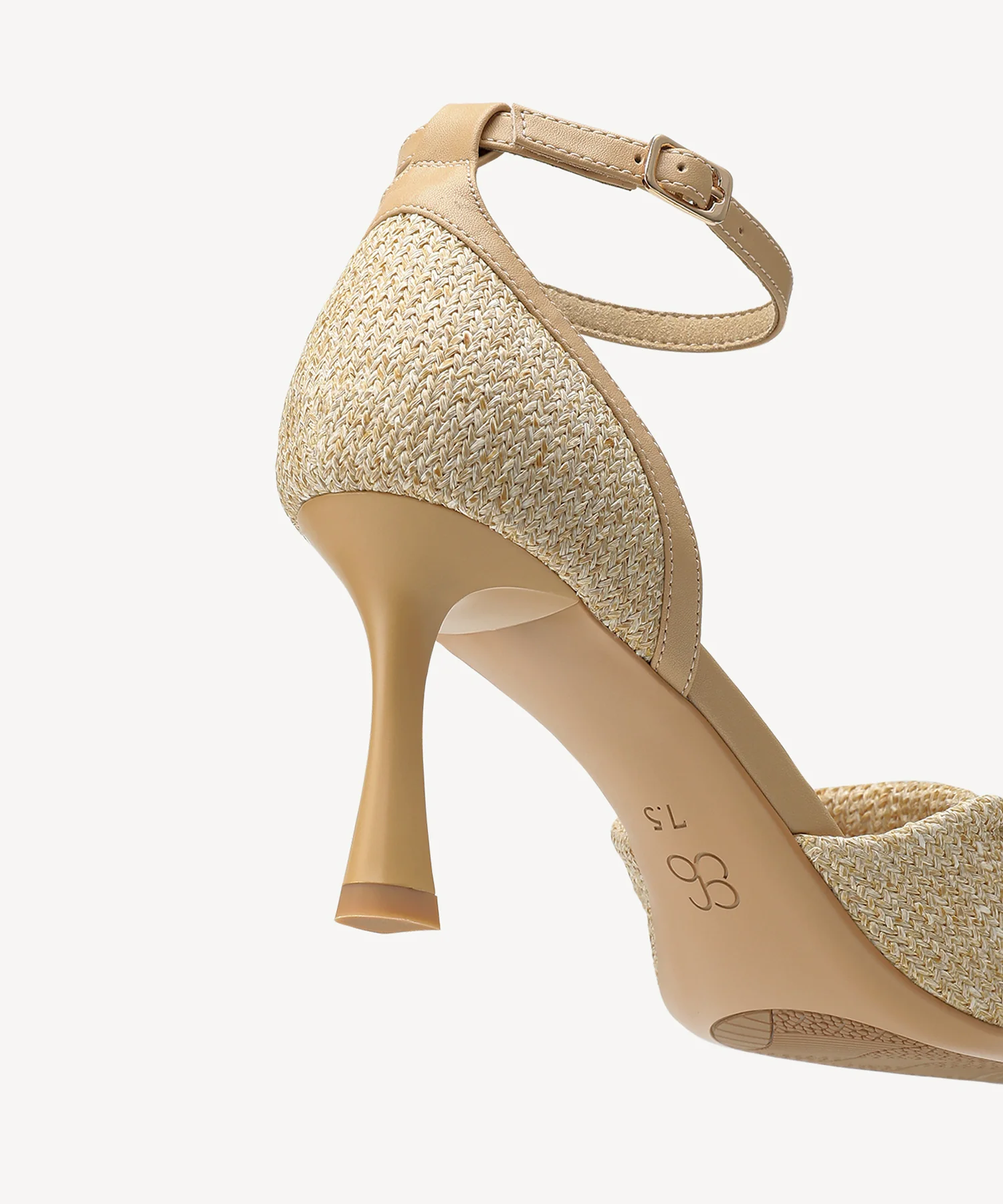 RaffiaGleam Ankle Strap Round Toe Heeled Sandal - Image 11