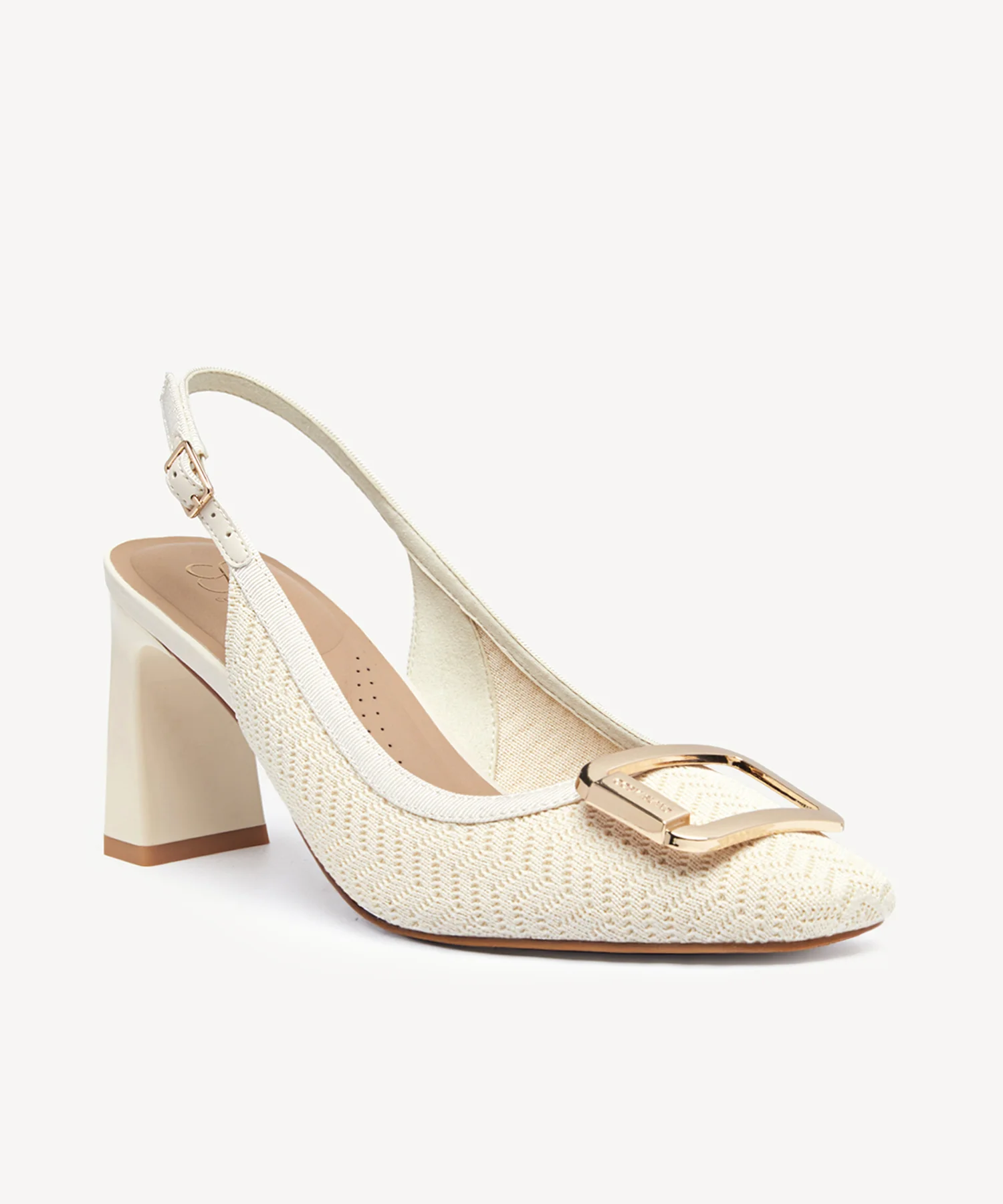 Signature Buckle Square Toe Heeled Slingback