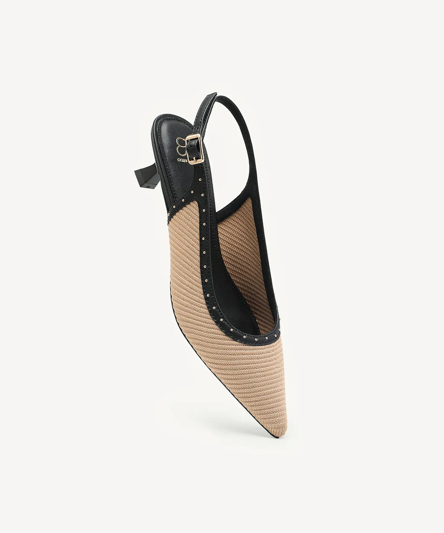 Stud-Trim Elegant Kitten Heeled Slingback - Image 3