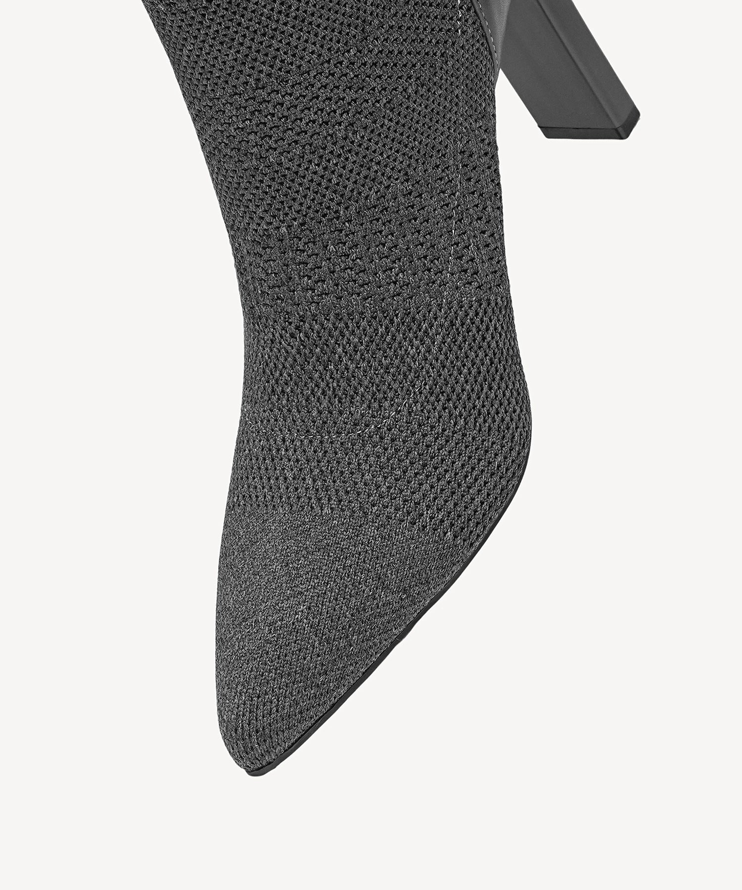 Textured Woven Pointed Toe Heeled High Boot - Image 10