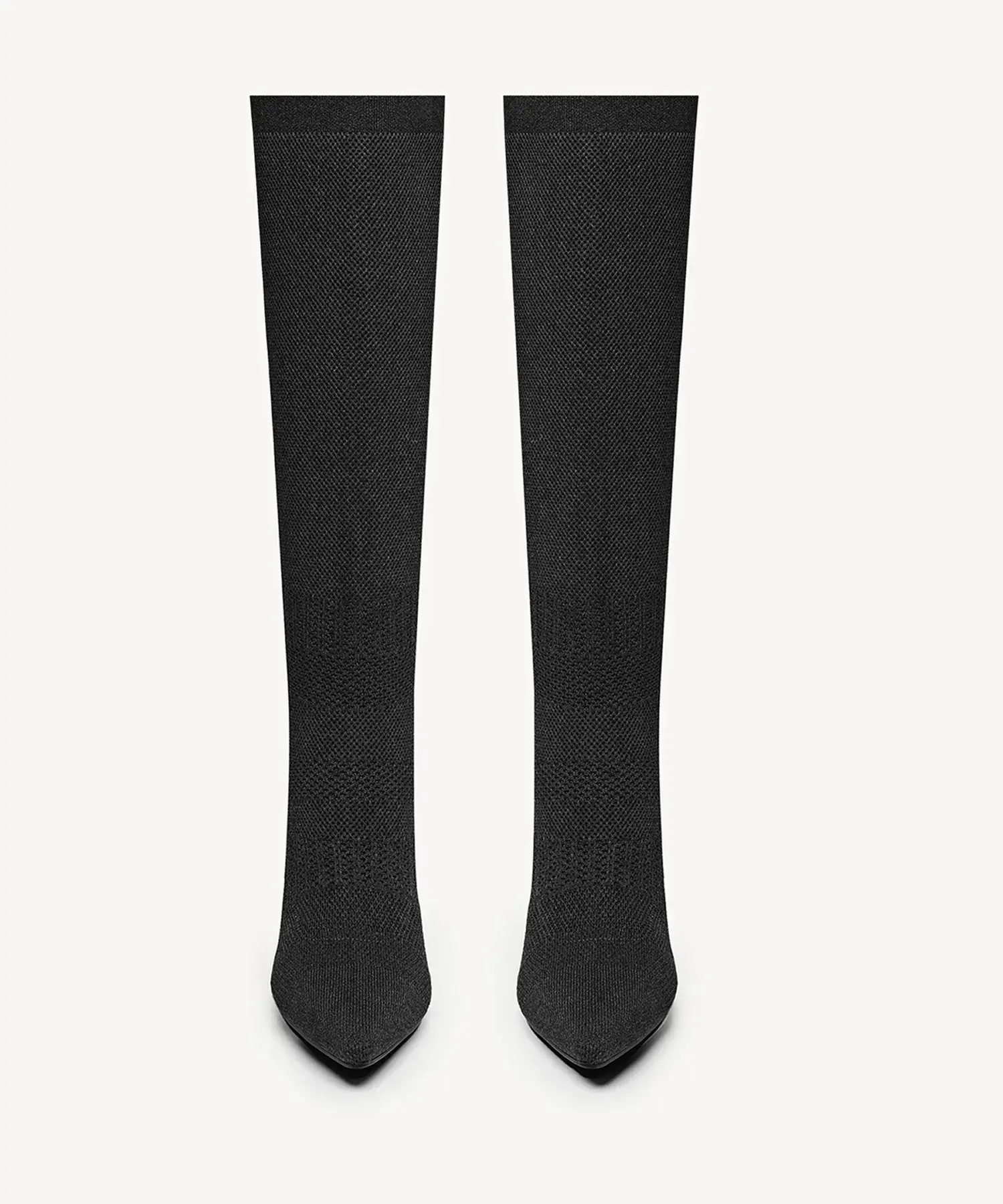 Textured Woven Pointed Toe Heeled High Boot - Image 14