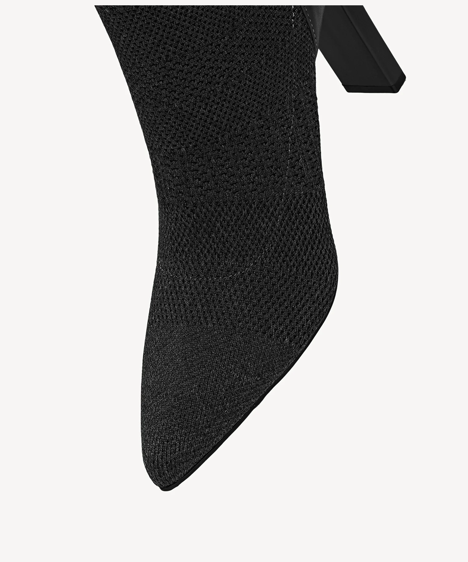 Textured Woven Pointed Toe Heeled High Boot - Image 16