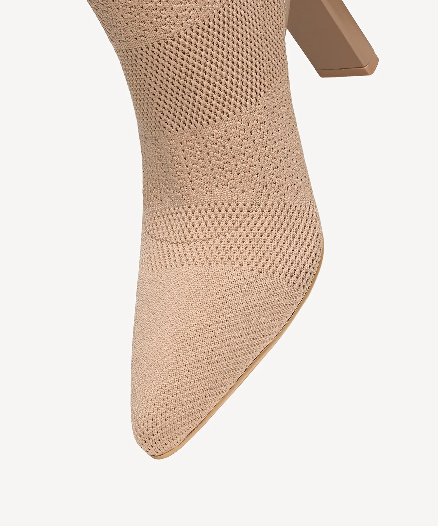 Textured Woven Pointed Toe Heeled High Boot - Image 4