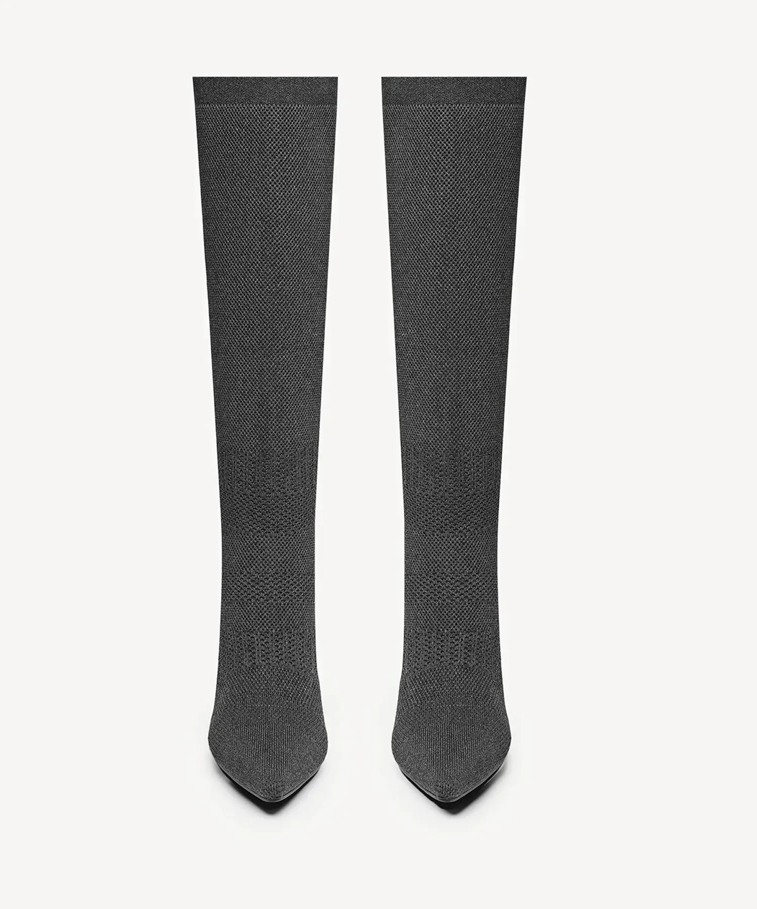 Textured Woven Pointed Toe Heeled High Boot - Image 8