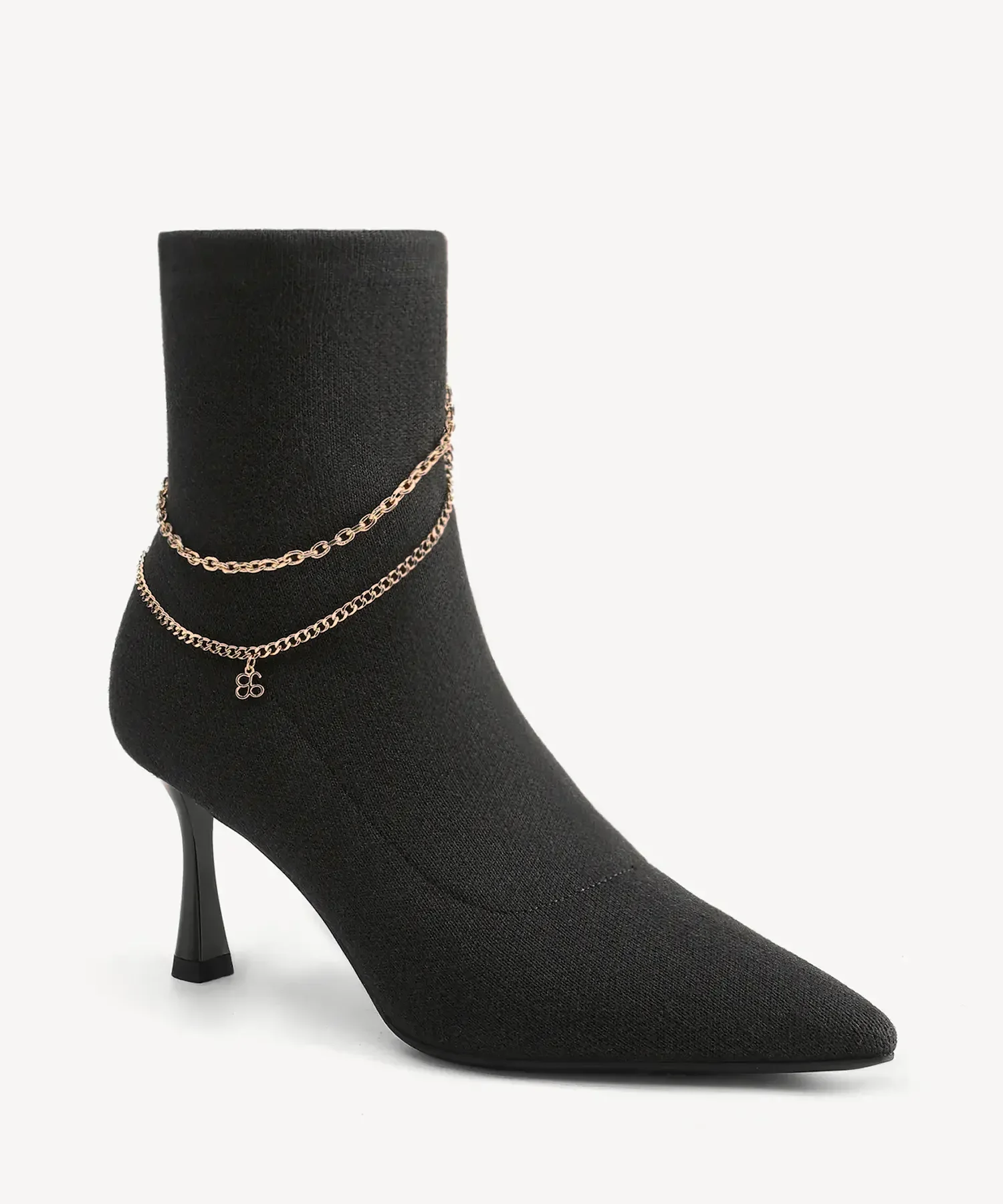 Trendy Chain Luxe Pointed Toe Ankle Boot - Image 13