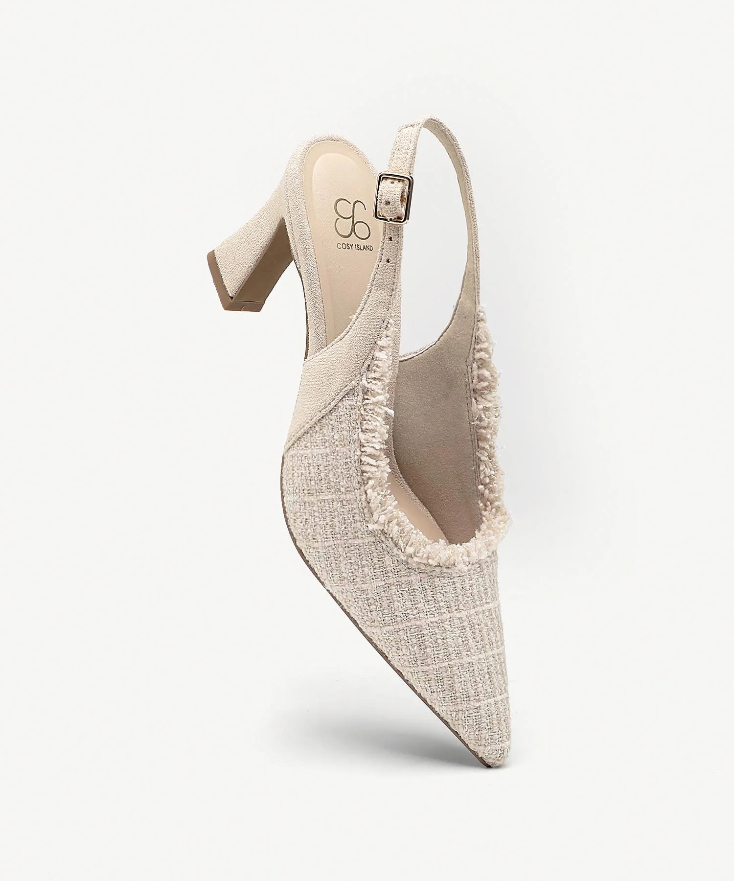 TweedChloe Pointed Toe Block Heeled Slingback - Image 9