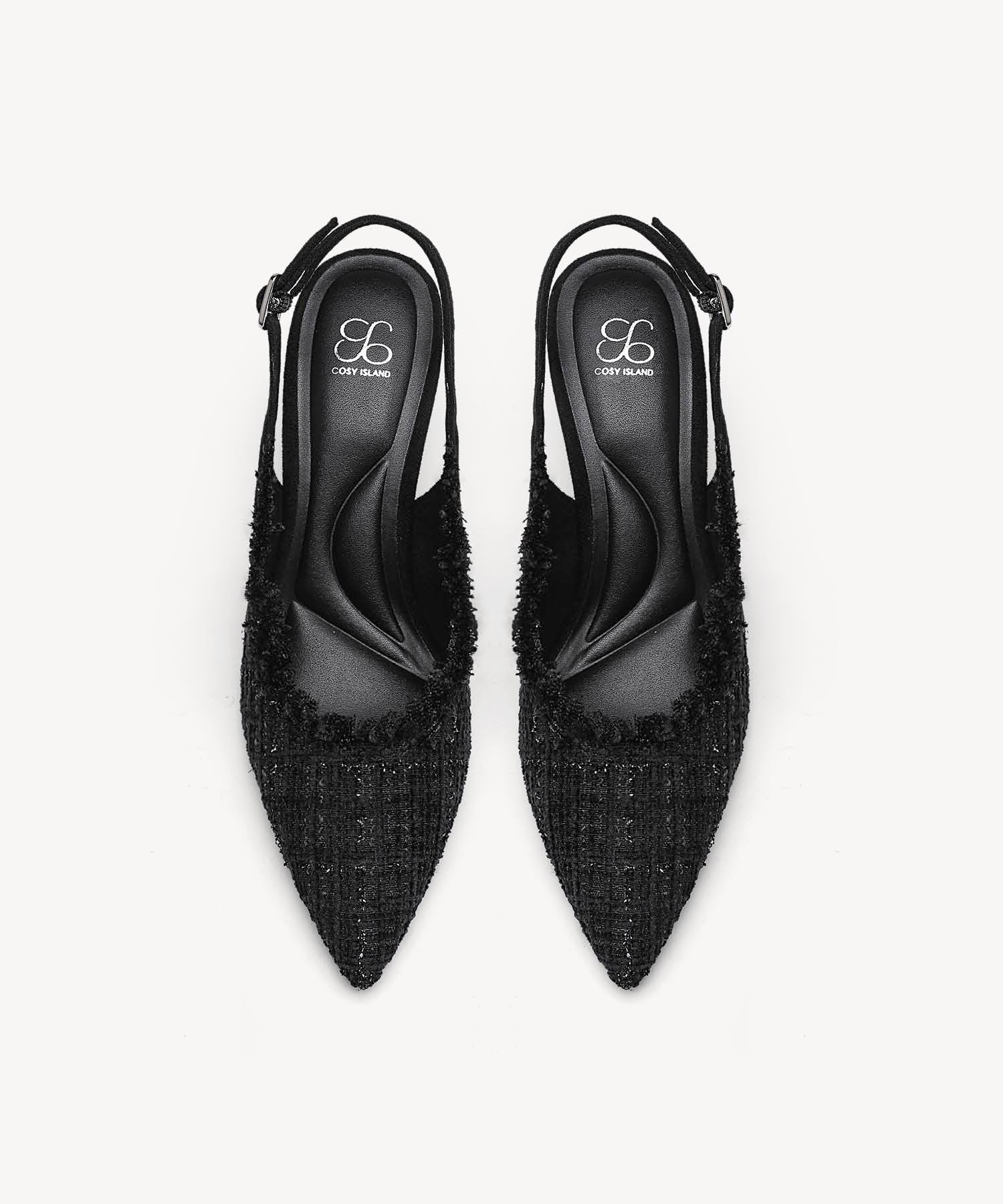 TweedChloe Pointed Toe Block Heeled Slingback - Image 14