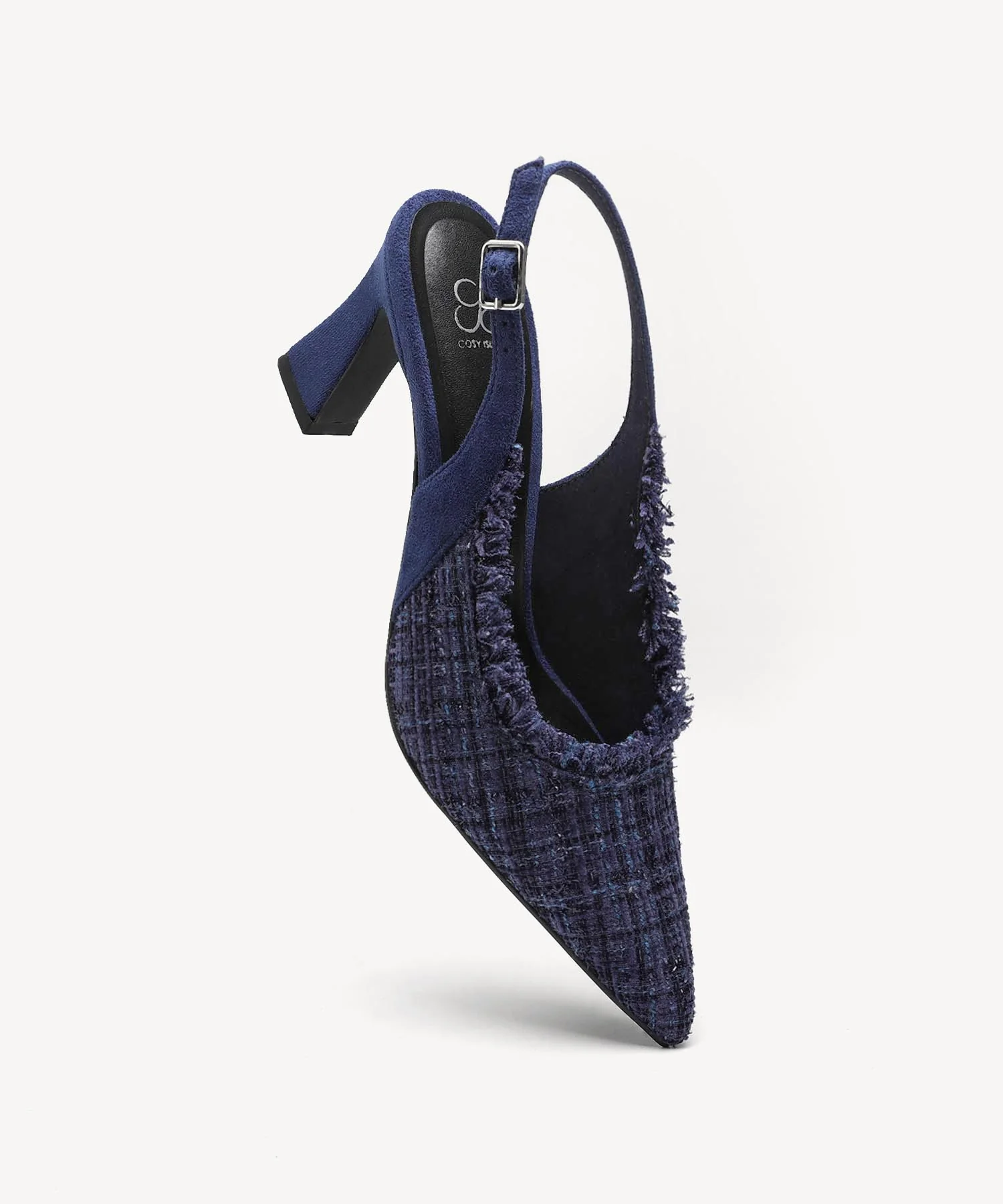 TweedChloe Pointed Toe Block Heeled Slingback - Image 3